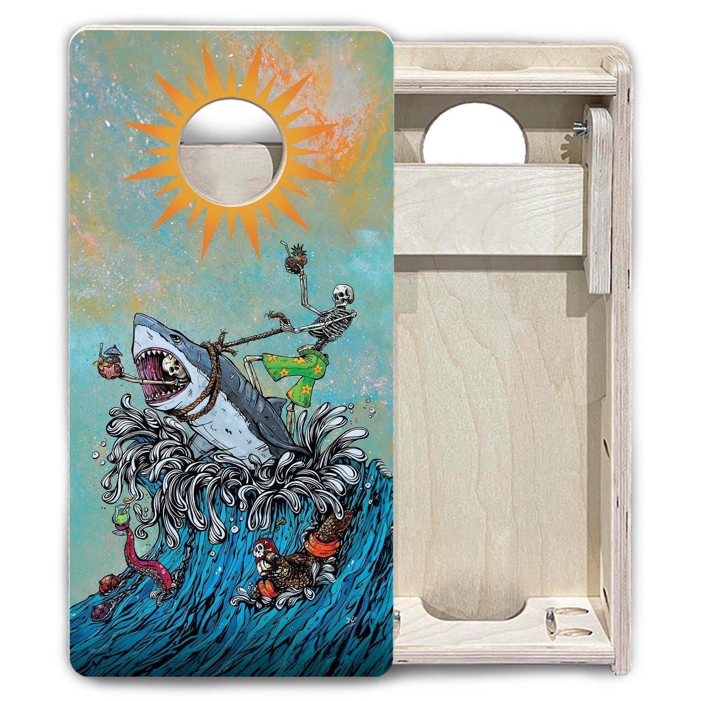 Great White Wave - Mini Cornhole Board Set (12" x 24") with 8 Mini Bags Cornhole Solutions