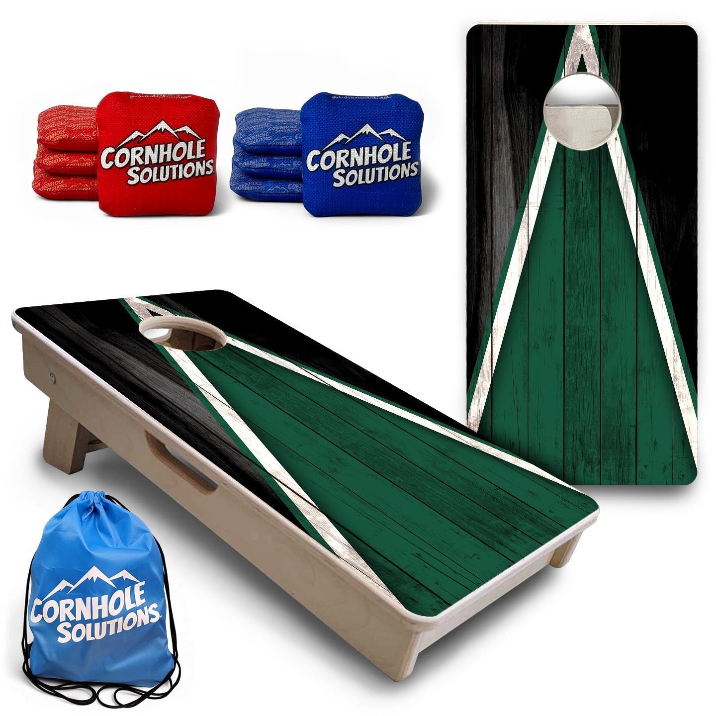 Team Color Triangle - Mini or Vacation Size Cornhole Boards (Green & Black) Cornhole Solutions