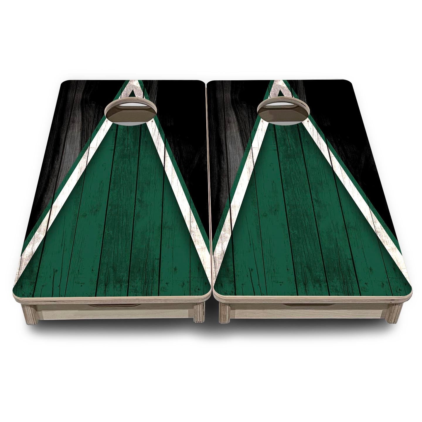 Team Color Triangle - Mini or Vacation Size Cornhole Boards (Green & Black) Cornhole Solutions