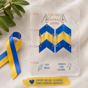 Blue Yellow Chevron Earrings, Down Syndrome Awareness Jewelry