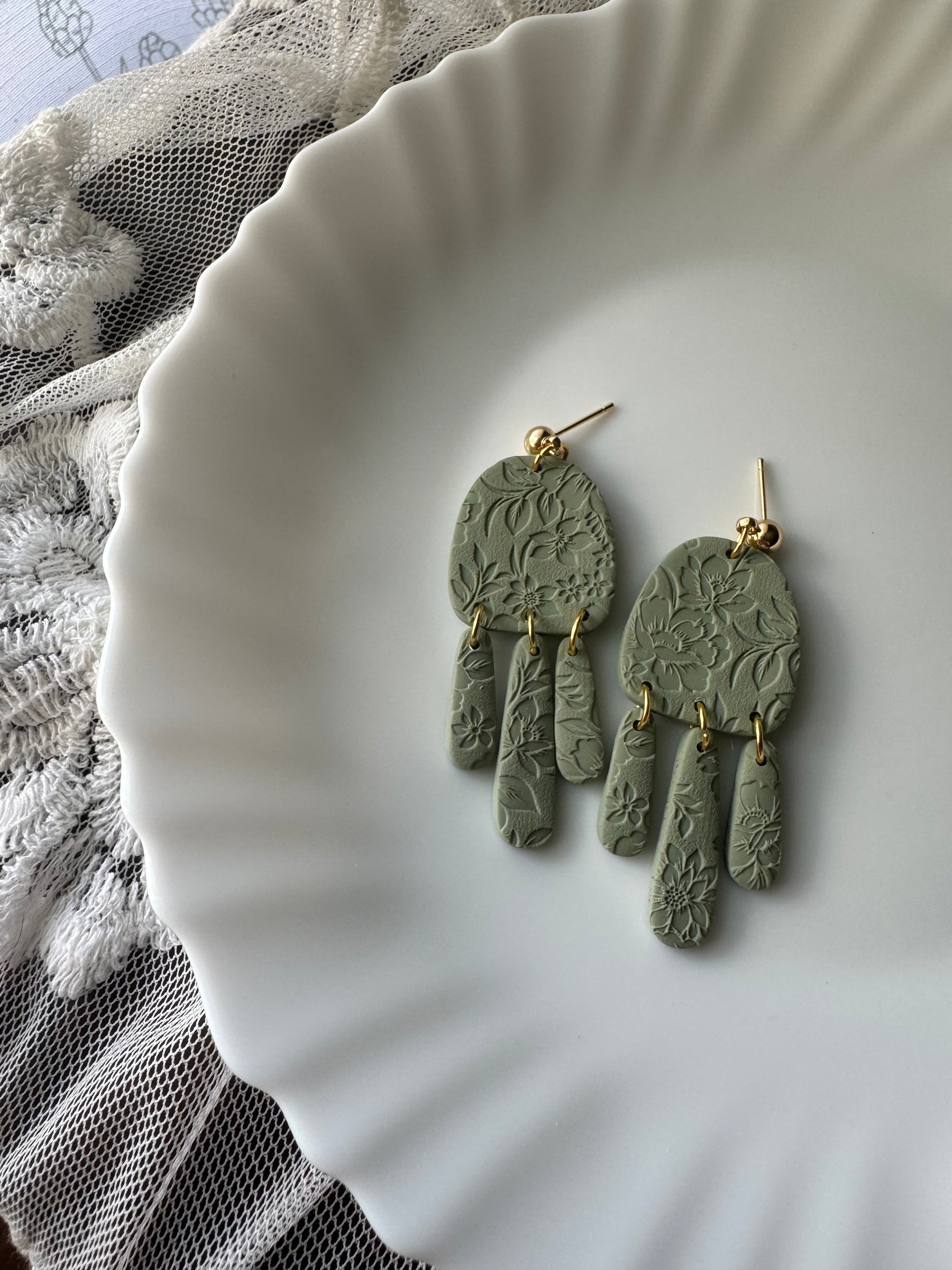 Amy, Green Floral Pressed