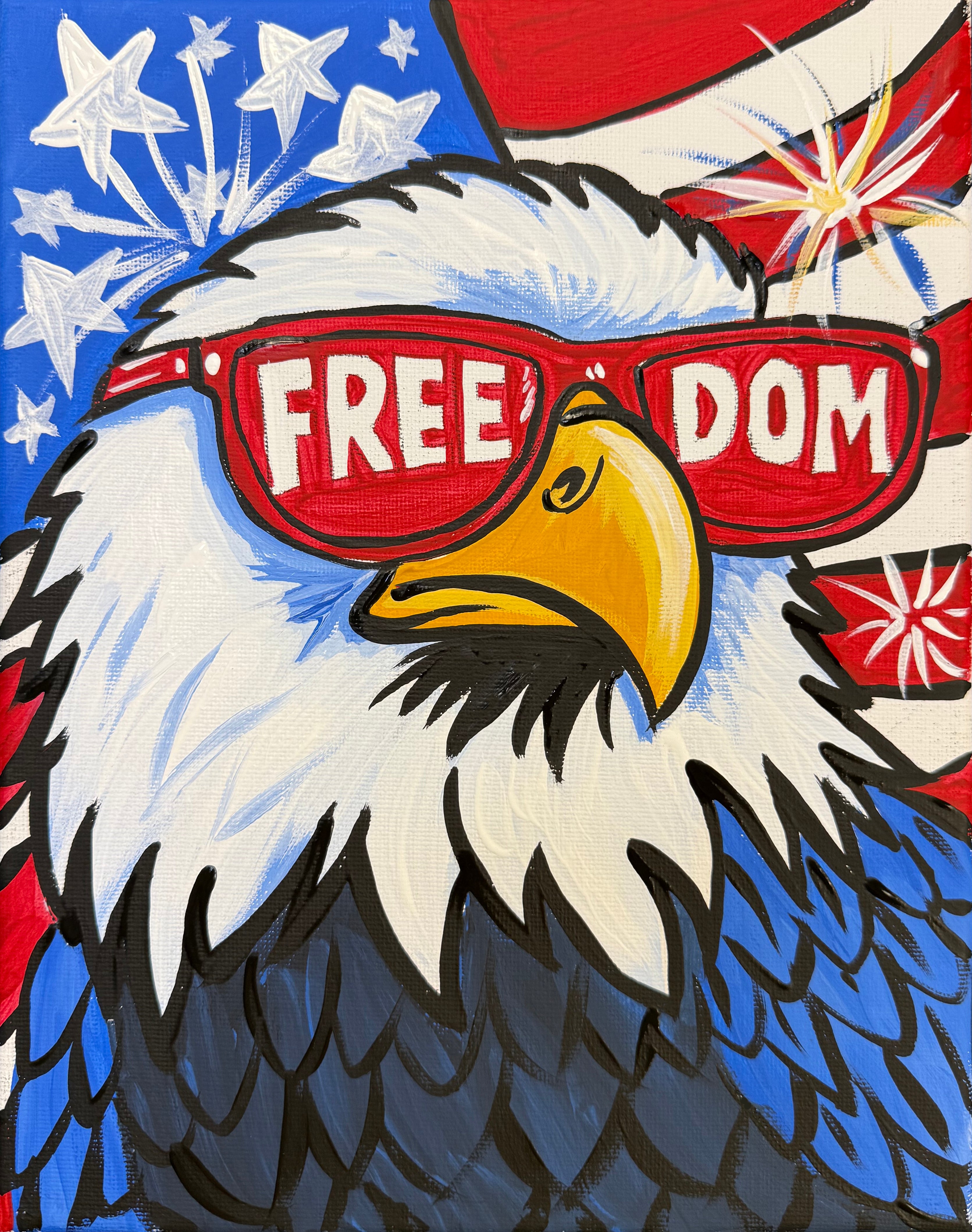 Coastal Canvas Freedom Eagle patriotic DIY paint kit with pre sketched canvas