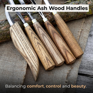 5-Piece Wood Carving Tool Set with Sharpening Board & Leather Case