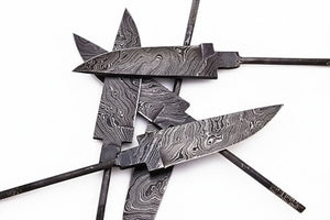 5-Piece Hand Forged Damascus Hunting Knife Blanks Set by JW SteelCrafts