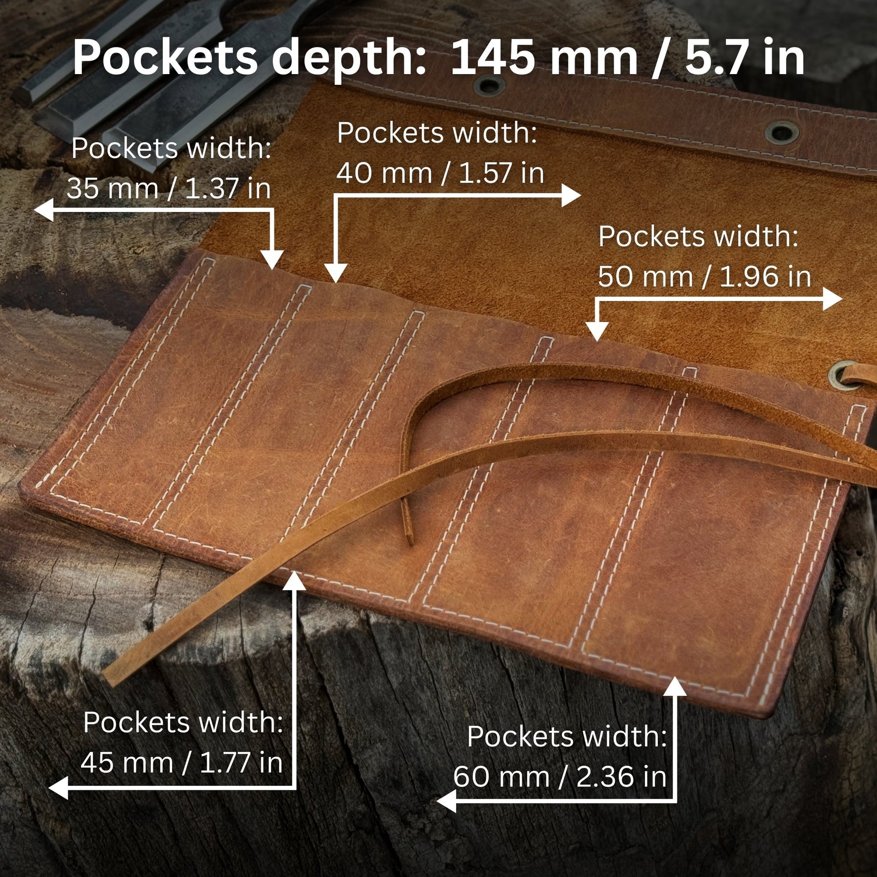 5 Pocket Leather Chisel Roll