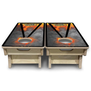 Fire Smoke Triangle - Mini Cornhole Board Set (12" x 24") with 8 Mini Bags Cornhole Solutions