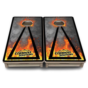 Fire Smoke Triangle - Mini Cornhole Board Set (12" x 24") with 8 Mini Bags Cornhole Solutions