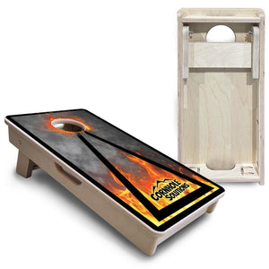 Fire Smoke Triangle - Mini Cornhole Board Set (12" x 24") with 8 Mini Bags Cornhole Solutions