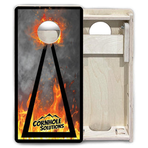 Fire Smoke Triangle - Mini Cornhole Board Set (12" x 24") with 8 Mini Bags Cornhole Solutions