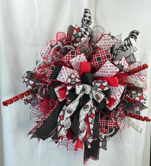 Red & Black Sports Team Wreath | Game Day Door Decor by Bouge Creations, view 6