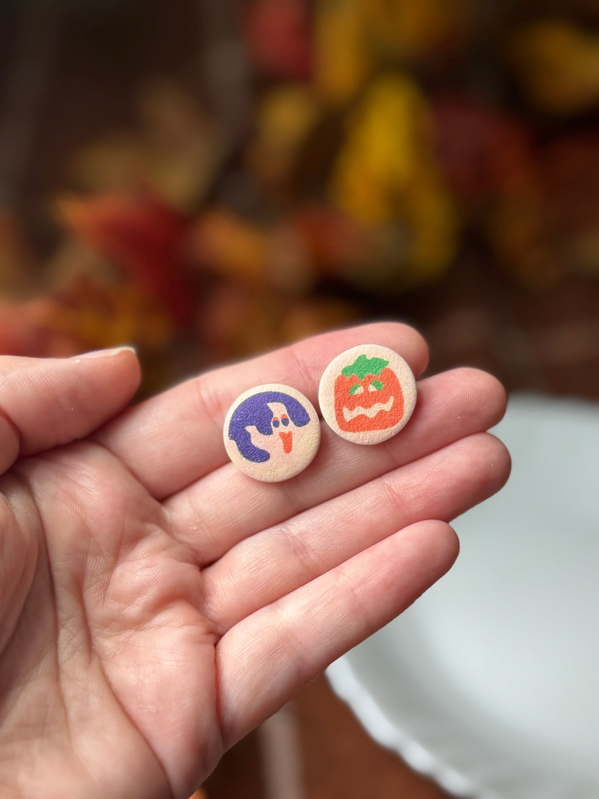 Halloween Cookie Studs handmade polymer clay earrings by Shop Something Earthy — view 1 of 1