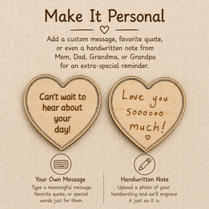 Personalized Wood Pocket Reminders, Custom Engraved Box, Handwriting Keepsake, Back to School Gift