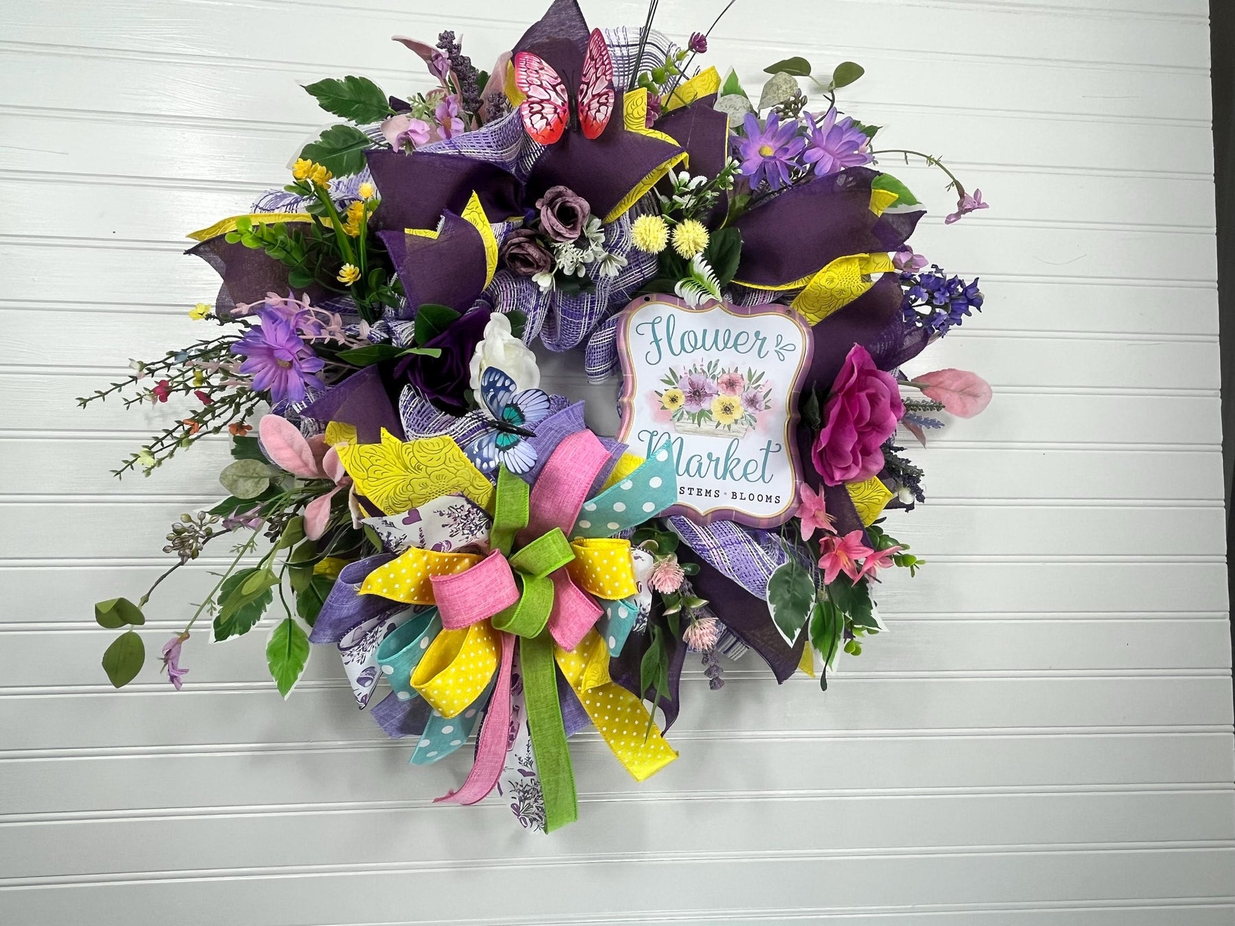Flower Market Spring Wreath | Wildflowers & Butterfly by Bouge Creations, view 7