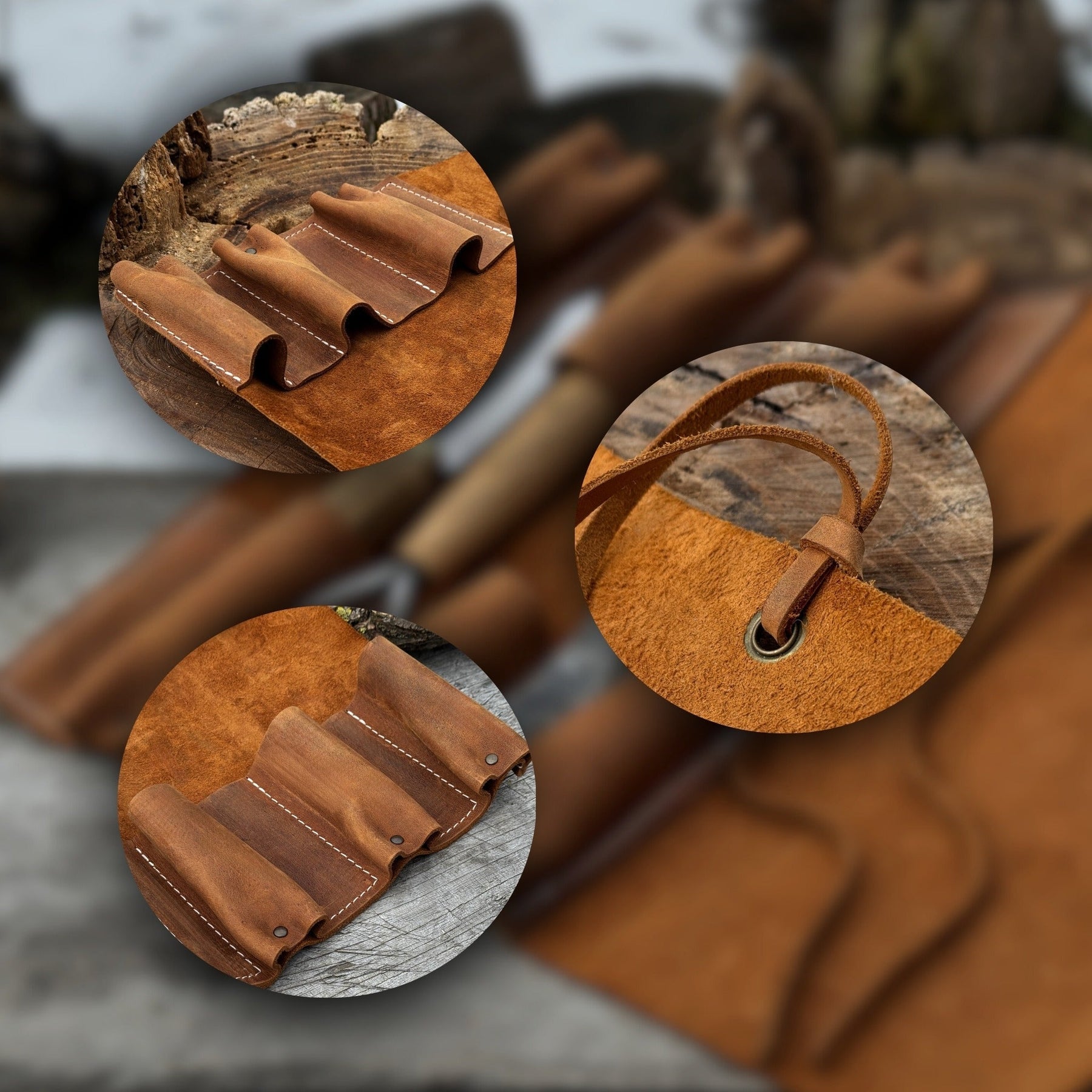 6 Pocket Leather Tool Roll