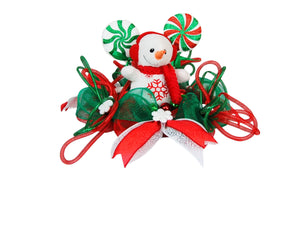 Snowman Christmas Centerpiece | Red Plaid Table Decor handmade by Bouge Creations