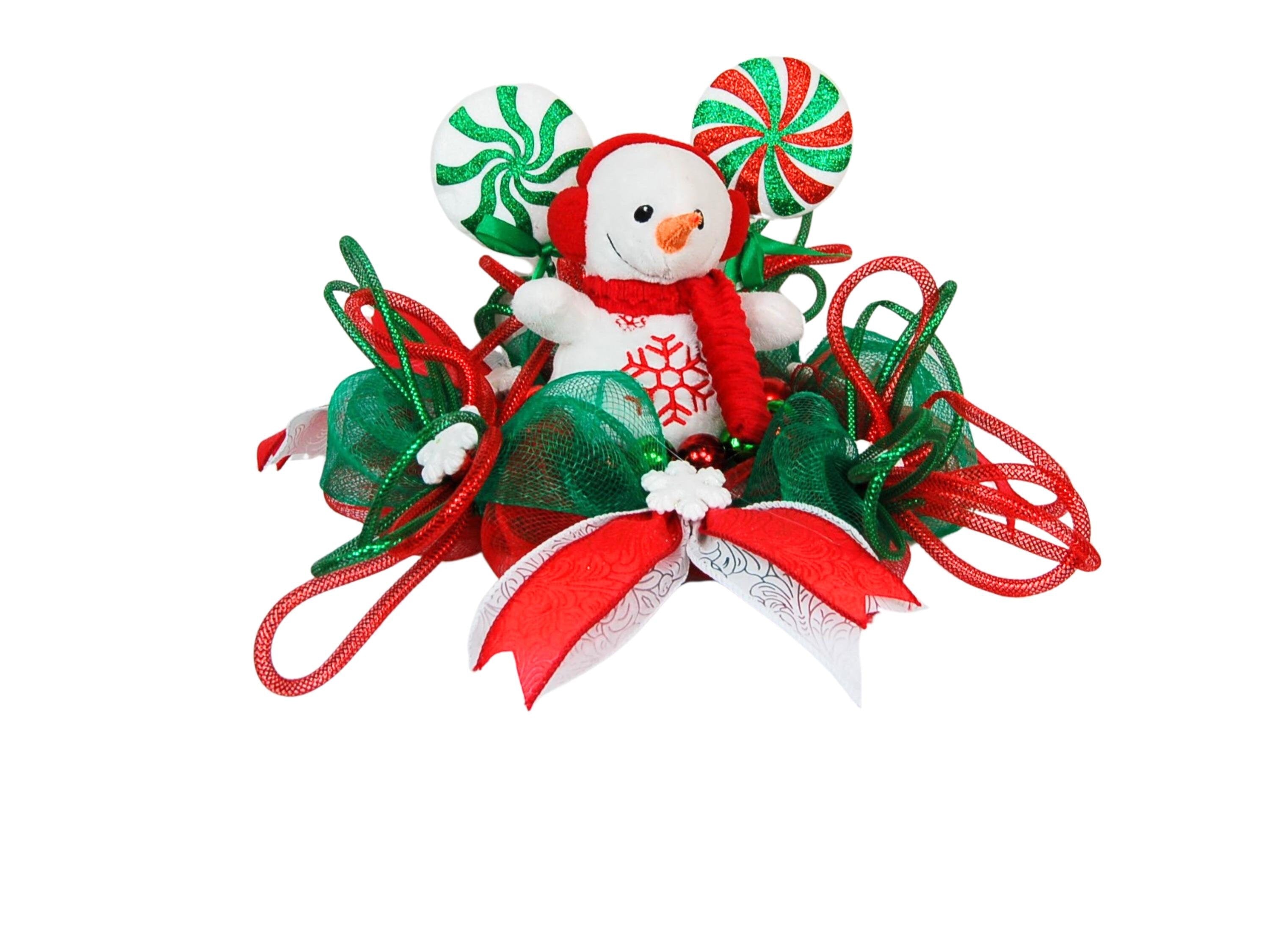 Snowman Christmas Centerpiece | Red Plaid Table Decor handmade by Bouge Creations