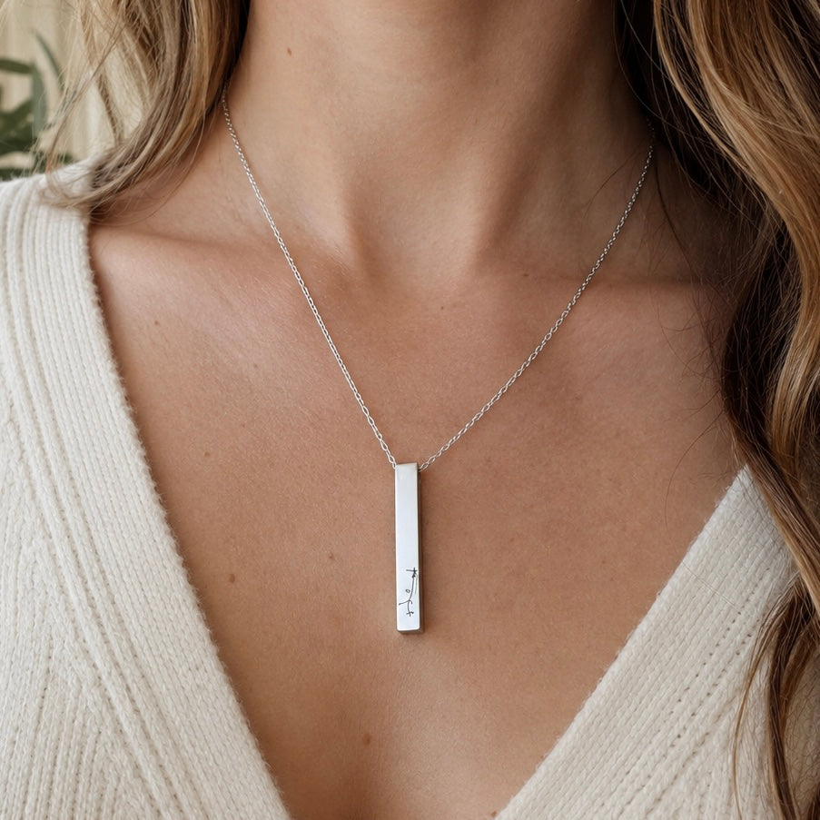 Custom Handwriting Bar Necklace
