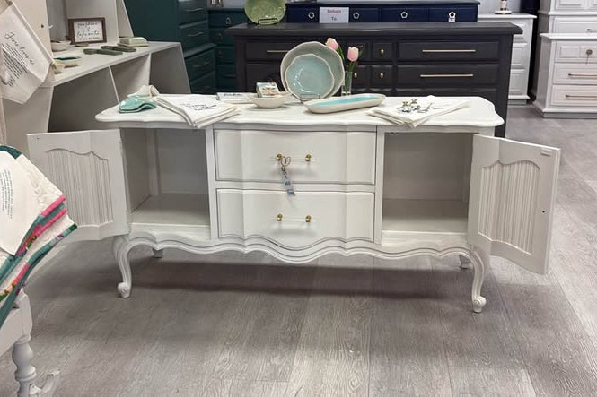 Prodigal Pottery Refurbished White French Provincial Buffet — product view 2