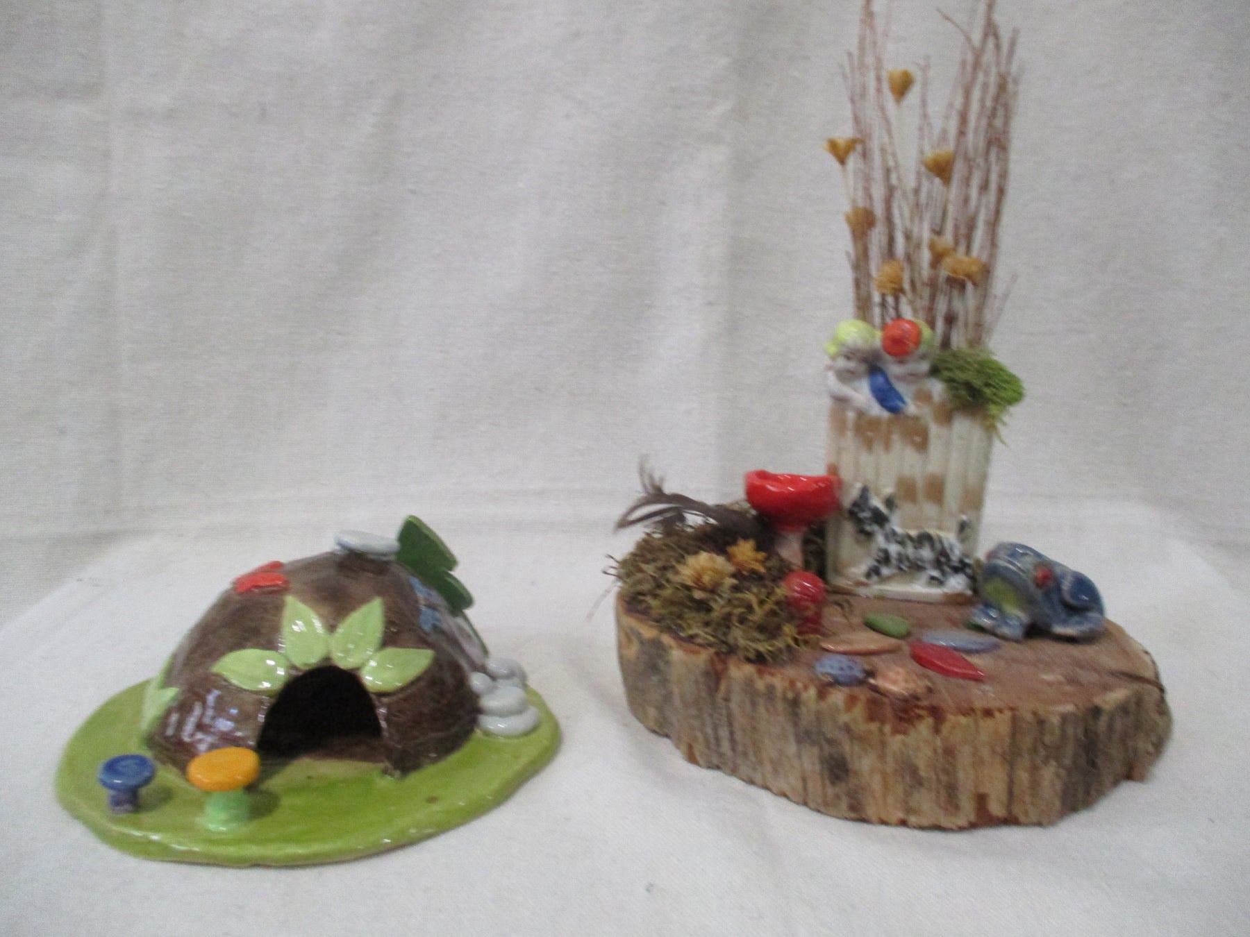Fantasy scenes with natural and clay items