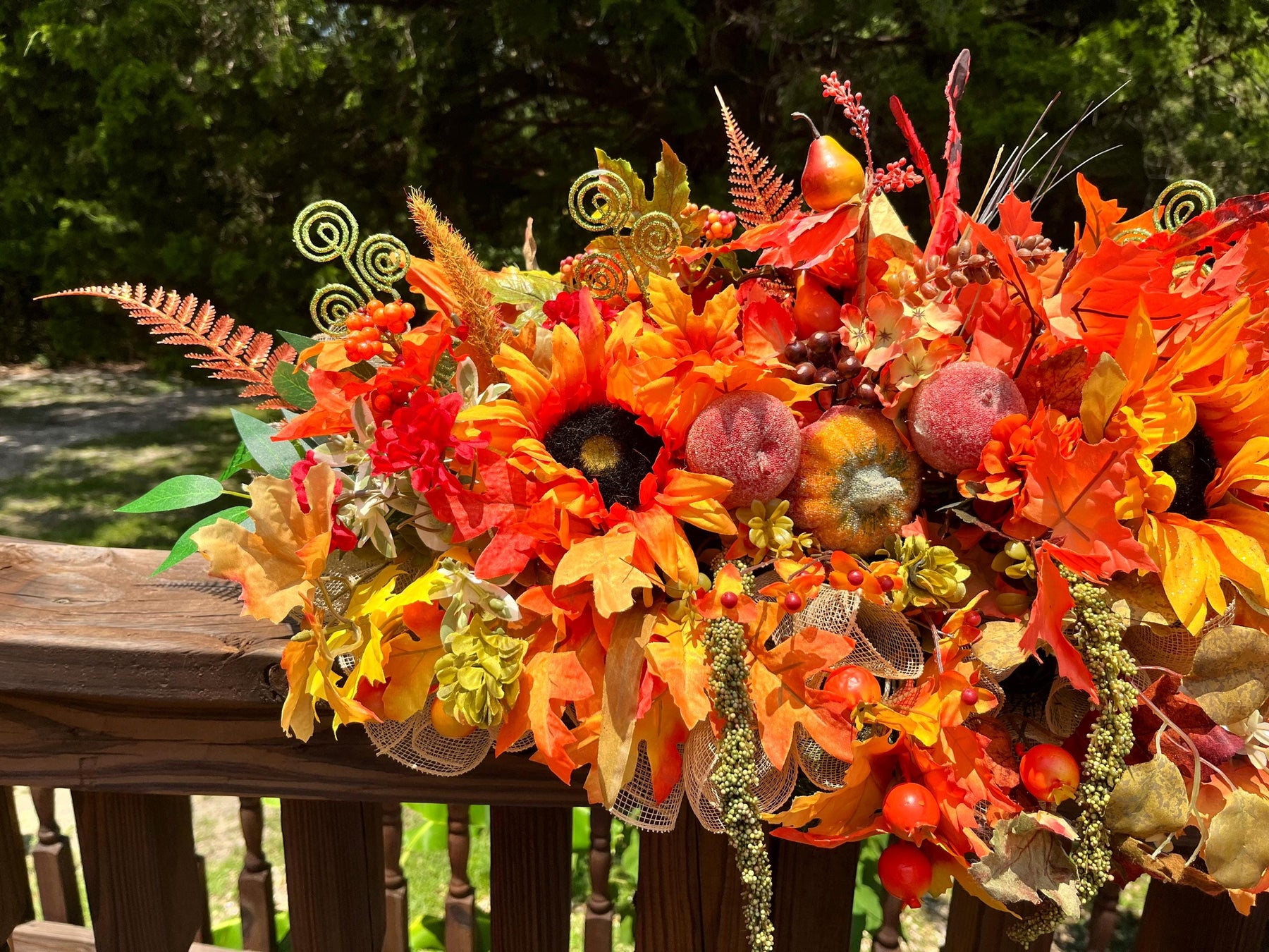 Fall Sunflower Pumpkin Centerpiece | Autumn Arrangement by Bouge Creations, view 6
