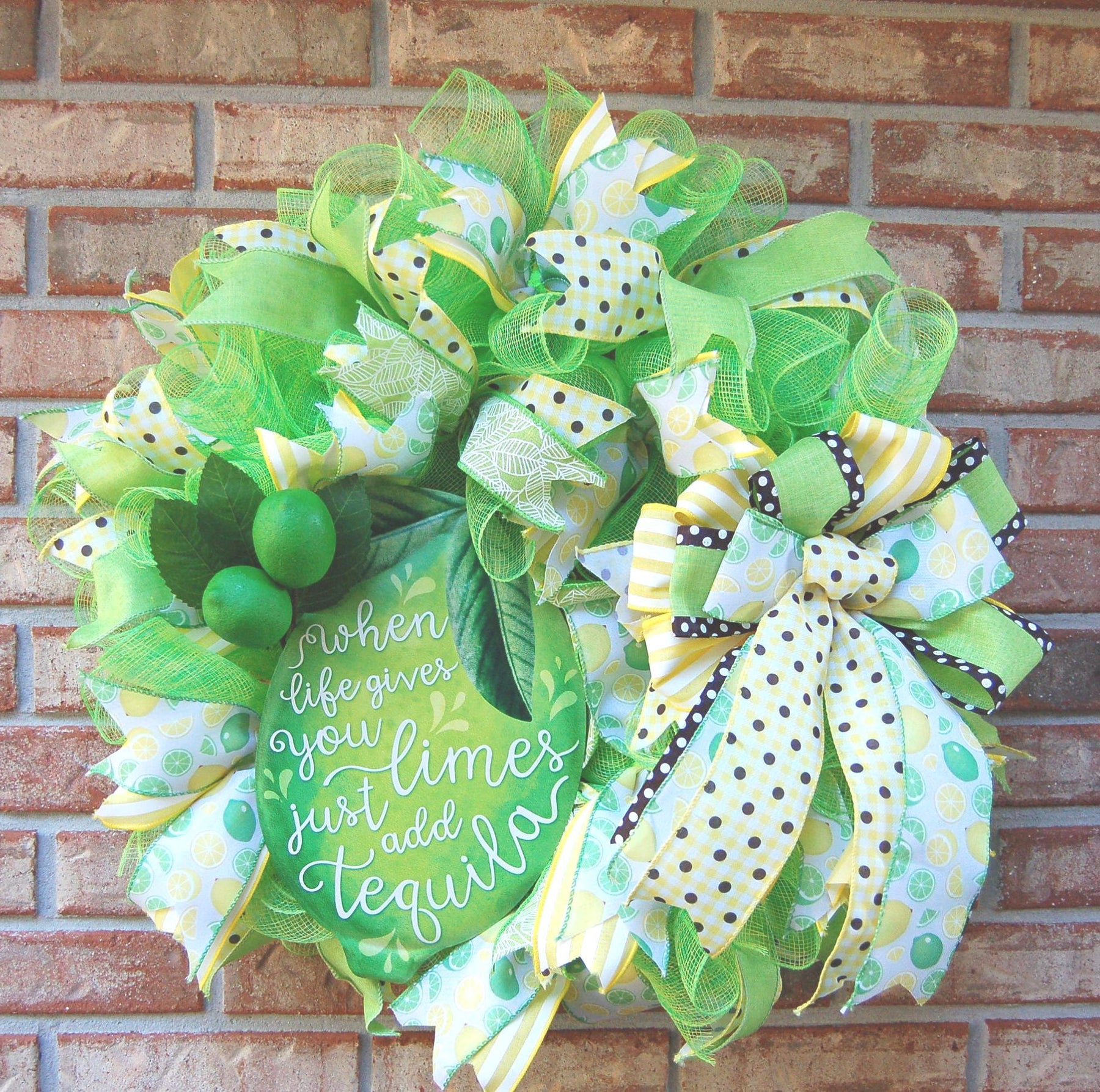 Tequila Lime Summer Wreath | Citrus Front Door Decor handmade by Bouge Creations