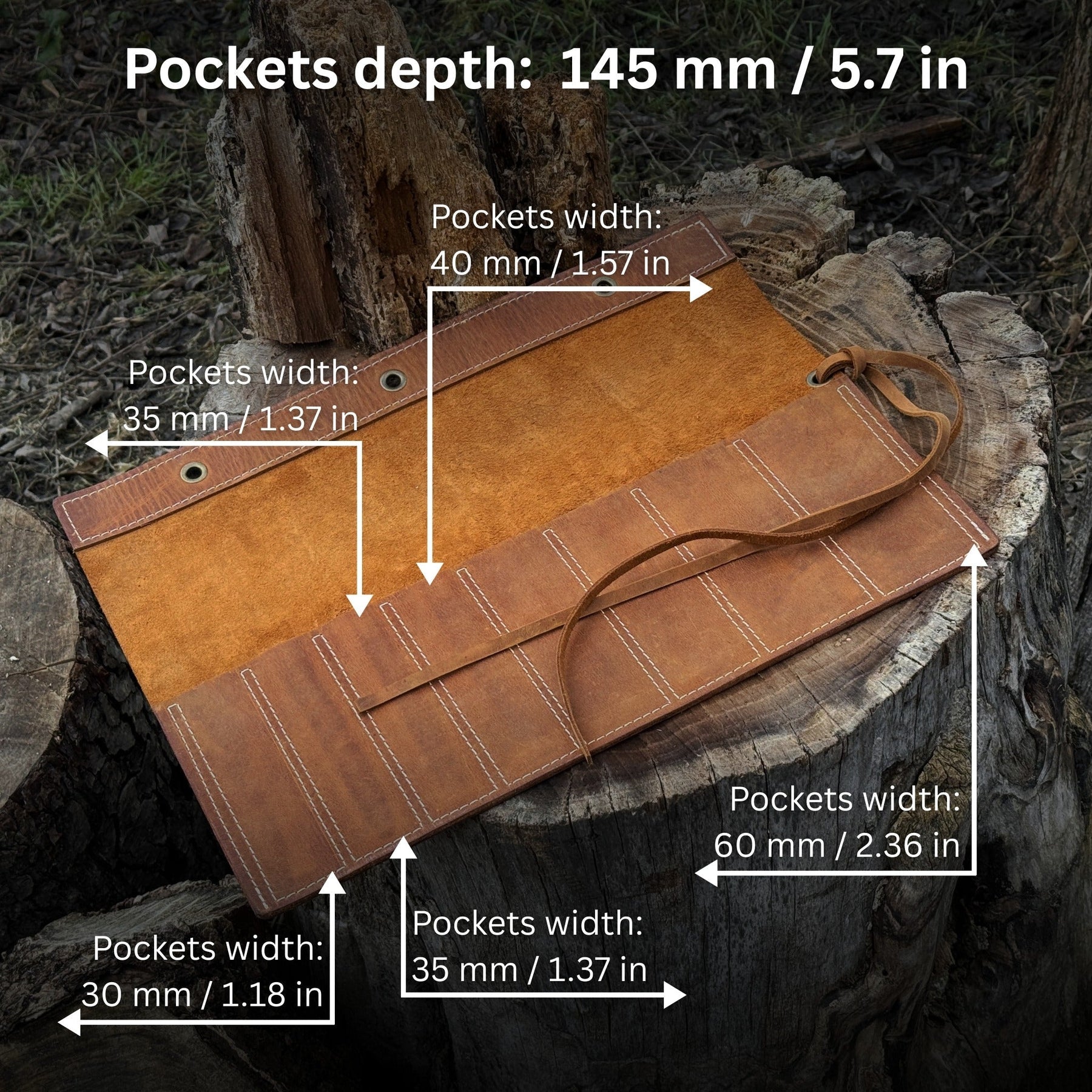 8 Pocket Leather Chisel Roll
