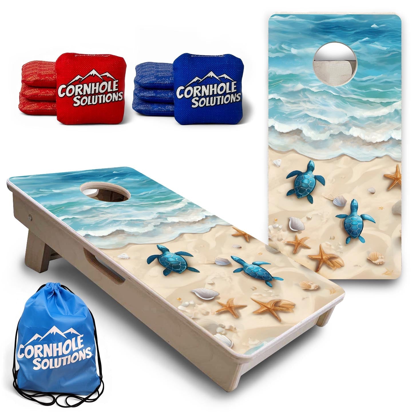 Sea Turtle Shores - Mini or Vacation Size Cornhole Boards Cornhole Solutions