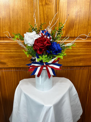 Patriotic Floral Arrangement | Red, White & Blue Centerpiece by Bouge Creations, view 3