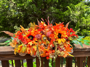 Fall Sunflower Pumpkin Centerpiece | Autumn Arrangement by Bouge Creations, view 2