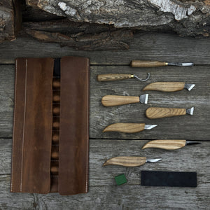 9-Piece Spoon Carving Tool Set with Sharpening Board