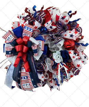 Patriotic 4th of July Wreath | Stars & Stripes Door Decor handmade by Bouge Creations