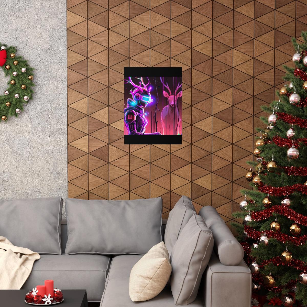 futuristic woman and deer Posters