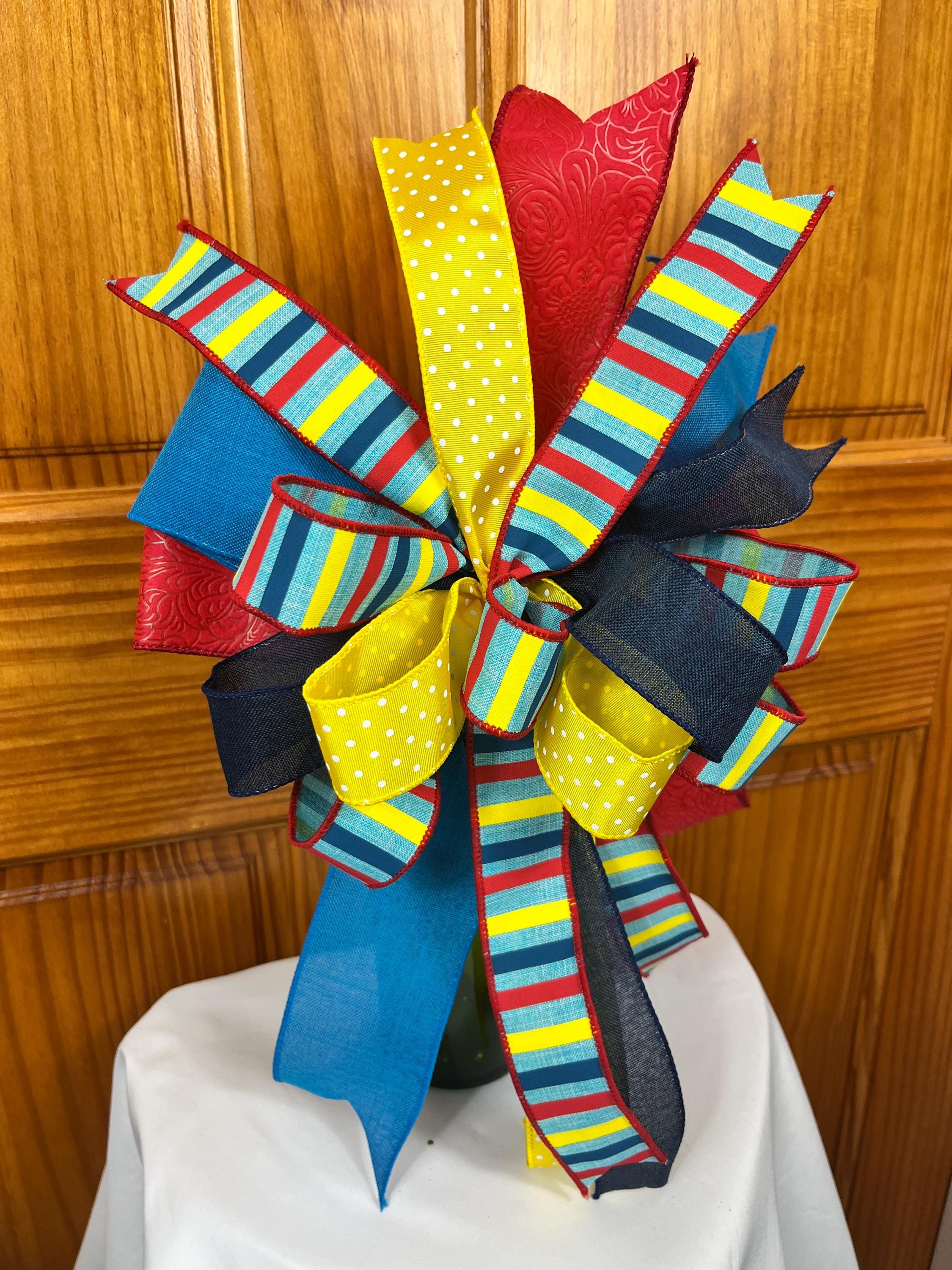 Primary Color Polka Dot Bow | Red, Yellow & Blue Decor by Bouge Creations, view 2