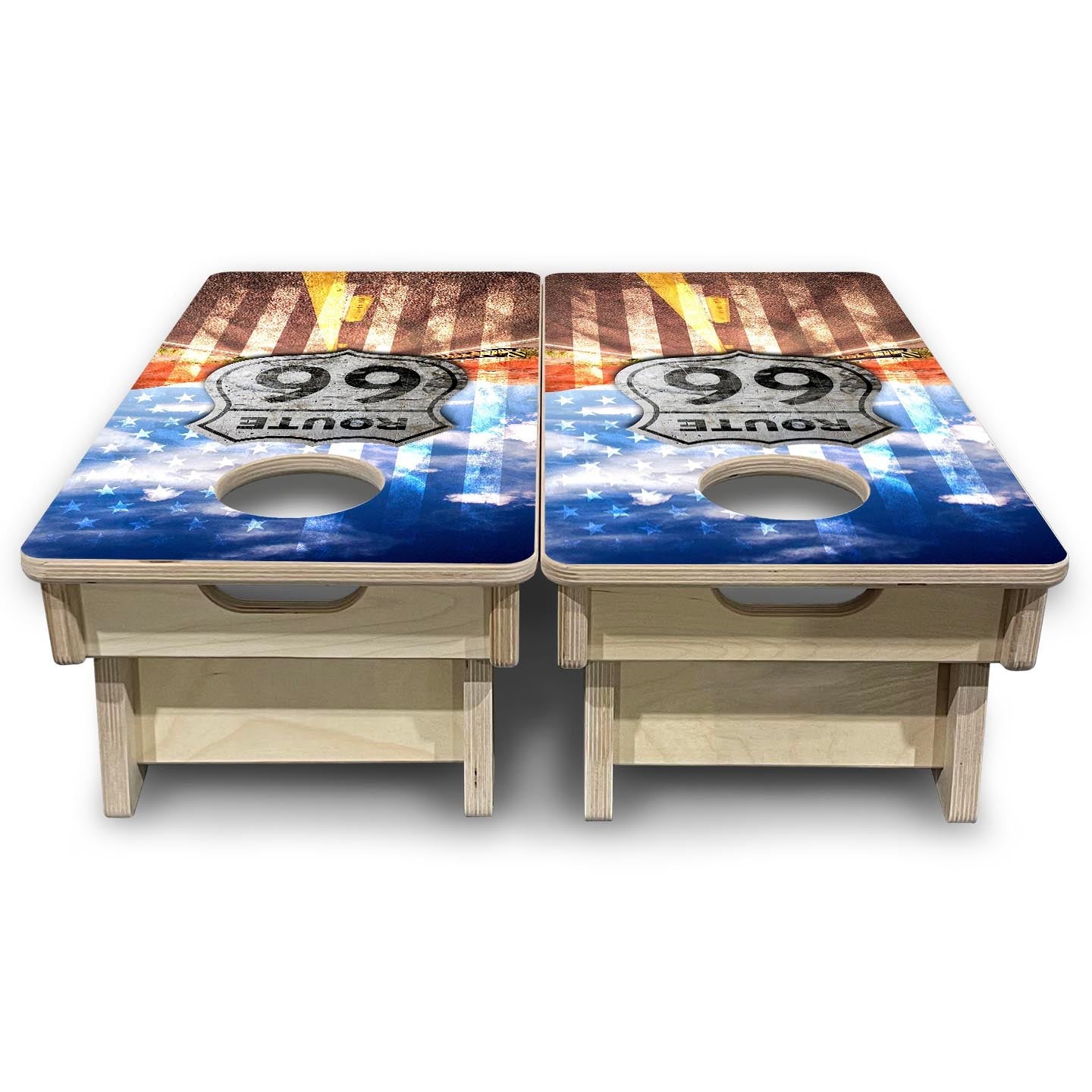 Route 66 - Mini or Vacation Size Cornhole Boards Cornhole Solutions