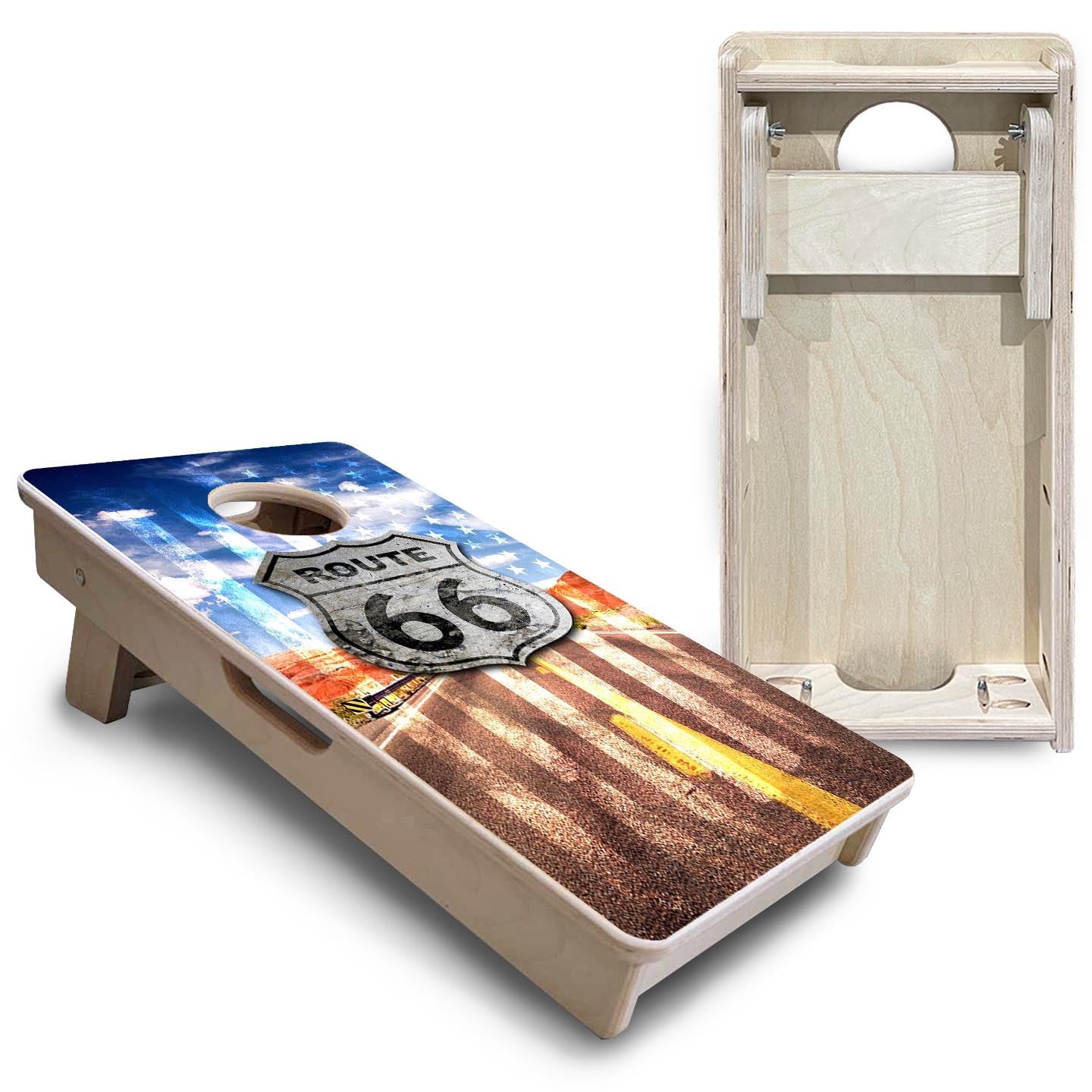 Route 66 - Mini or Vacation Size Cornhole Boards Cornhole Solutions