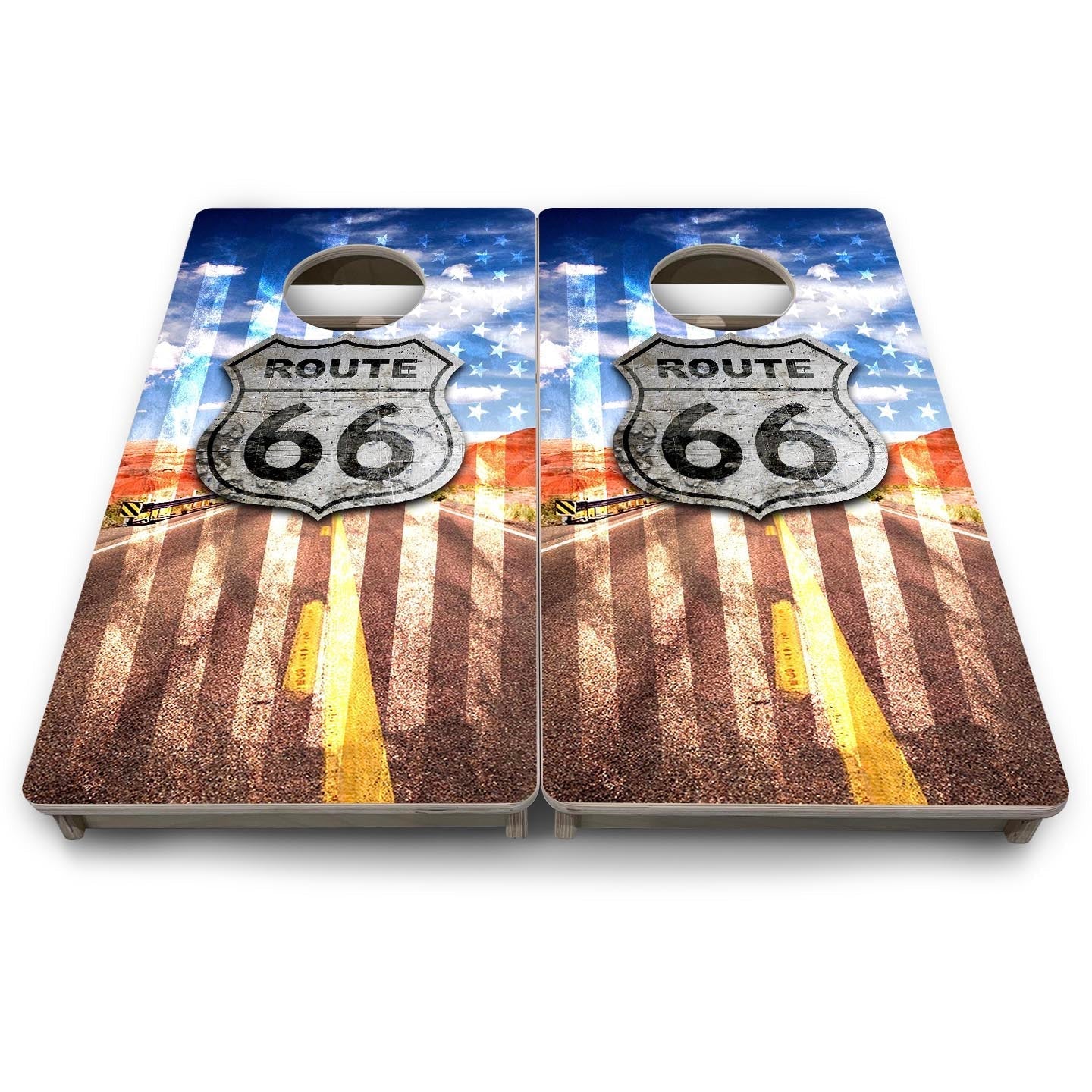 Route 66 - Mini or Vacation Size Cornhole Boards Cornhole Solutions