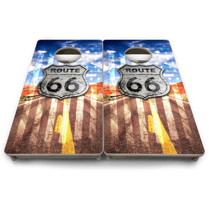 Route 66 - Mini or Vacation Size Cornhole Boards Cornhole Solutions