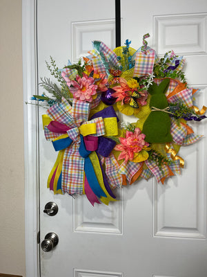 Easter Bunny Wreath | Pastel Spring Front Door Decor by Bouge Creations, view 5