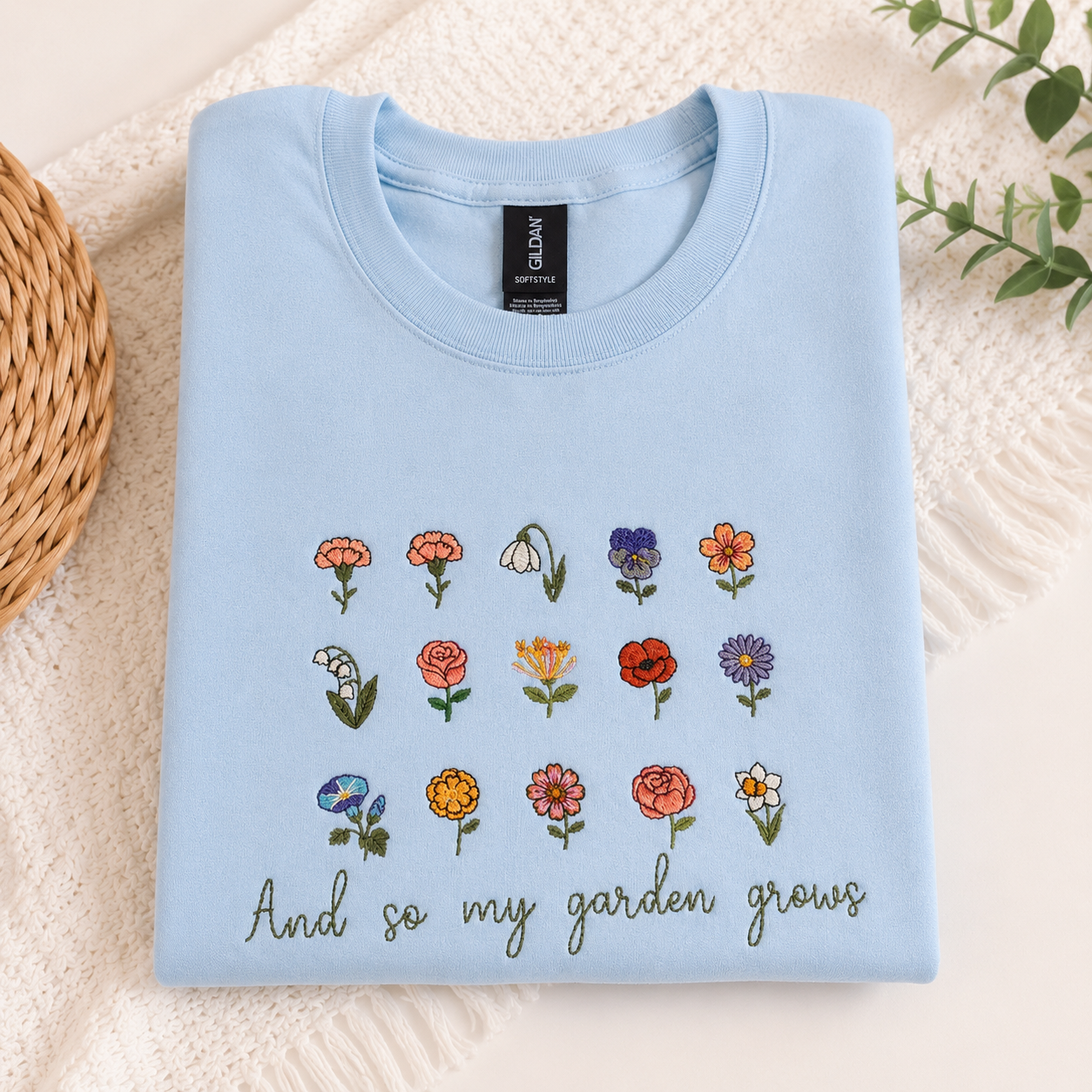 Custom Birth Month Flower Embroidered Shirt
