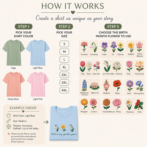 Custom Birth Month Flower Embroidered Shirt
