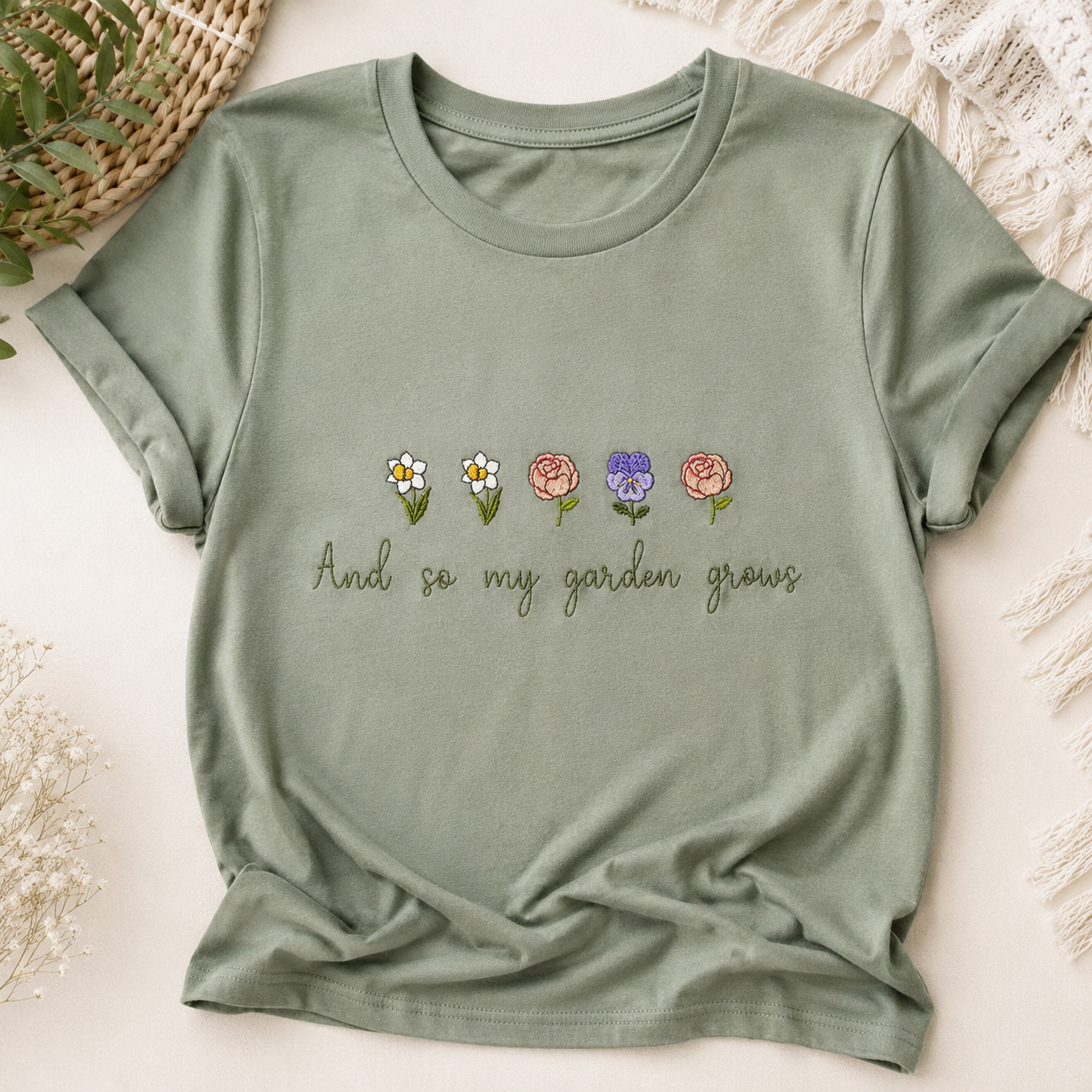 Custom Birth Month Flower Embroidered Shirt