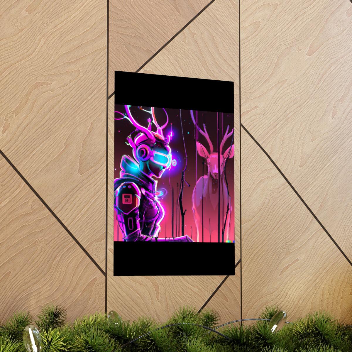futuristic woman and deer Posters