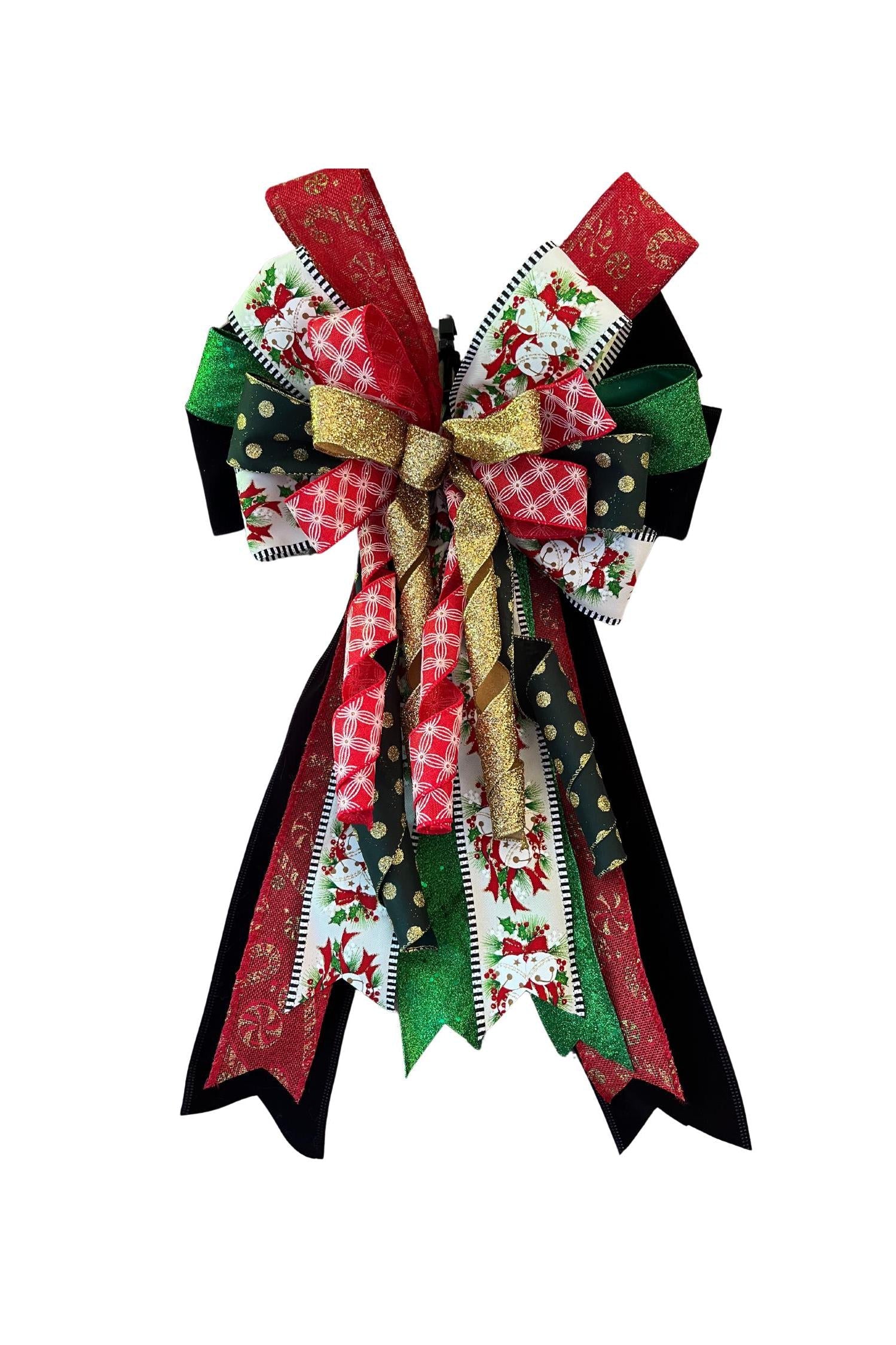 Red & Green Plaid Christmas Bow | Wreath Decor by Bouge Creations, view 2