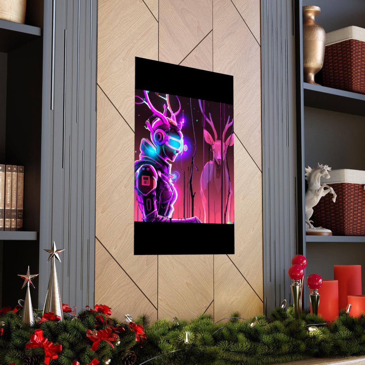 futuristic woman and deer Posters