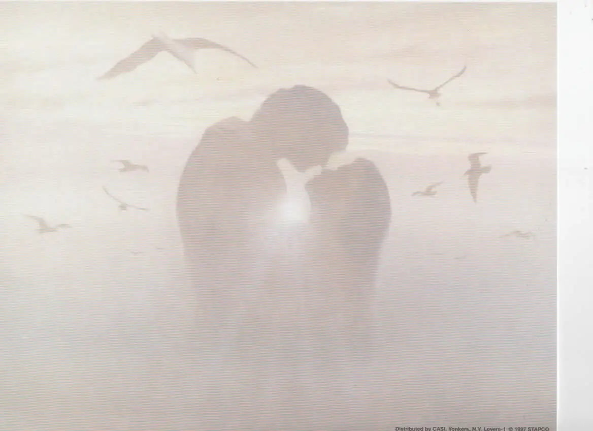 Lovers Silhouette with Birds: Romantic & Dreamy Art Print