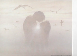 Lovers Silhouette with Birds: Romantic & Dreamy Art Print