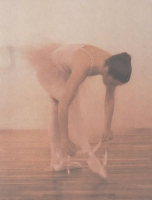 Ballerina tying pointe shoes, ballet dancer, ballet shoes, ballet training