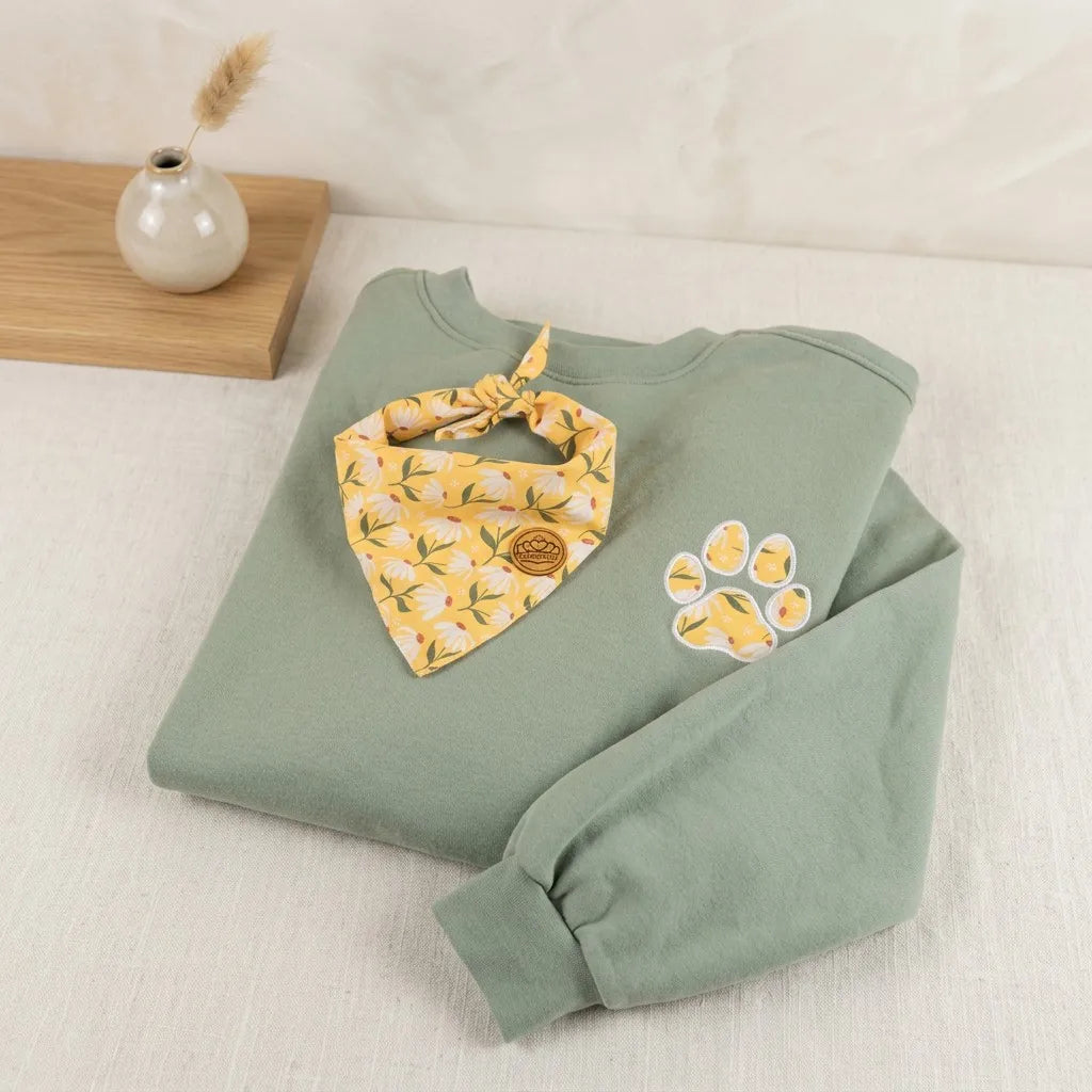 Personalized Dog Bandana With Matching Paw Print Sweatshirt