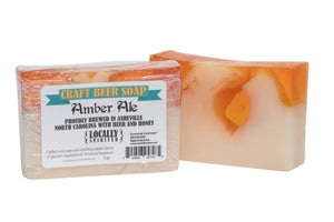 Amber Ale craft beer soap slice with marbled orange and white swirls