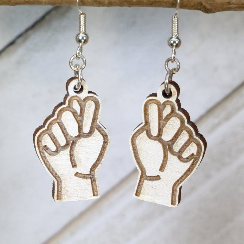 ASL Bathroom Sign Wooden Earrings | Deaf ASL Jewelry